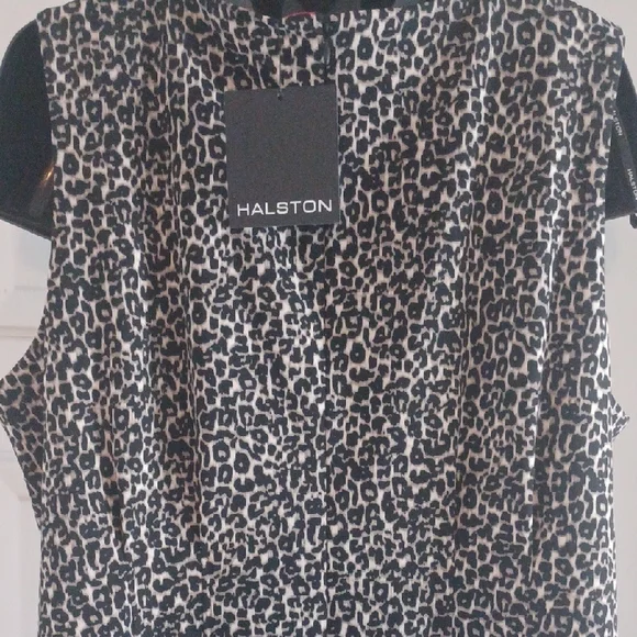 Halston Heritage Black and Brown Midi Dress, 22 - Picture 7 of 9